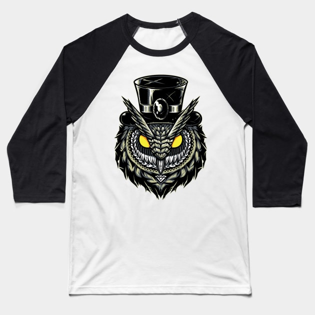 Steampunk Owl Baseball T-Shirt by r10t